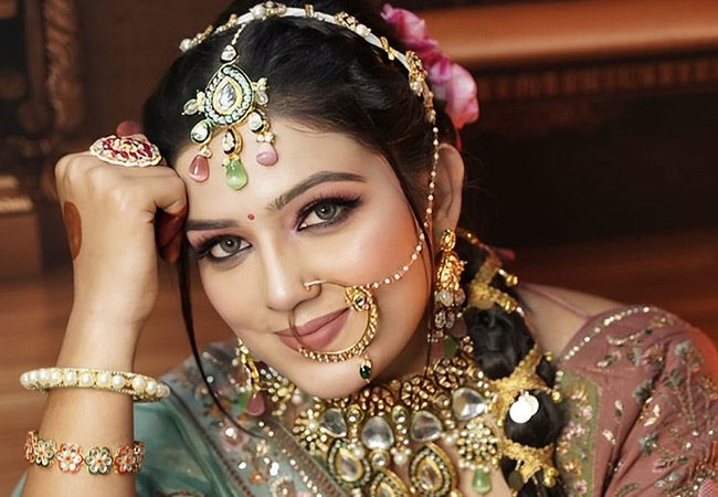 Flawless bridal look with airbrush makeup services at Sovi Makeover in Jaipur