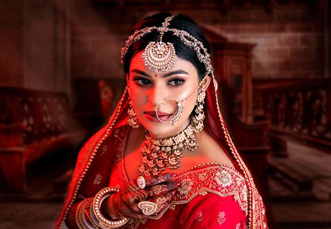 Flawless bridal look with airbrush makeup services at Sovi Makeover in Jaipur